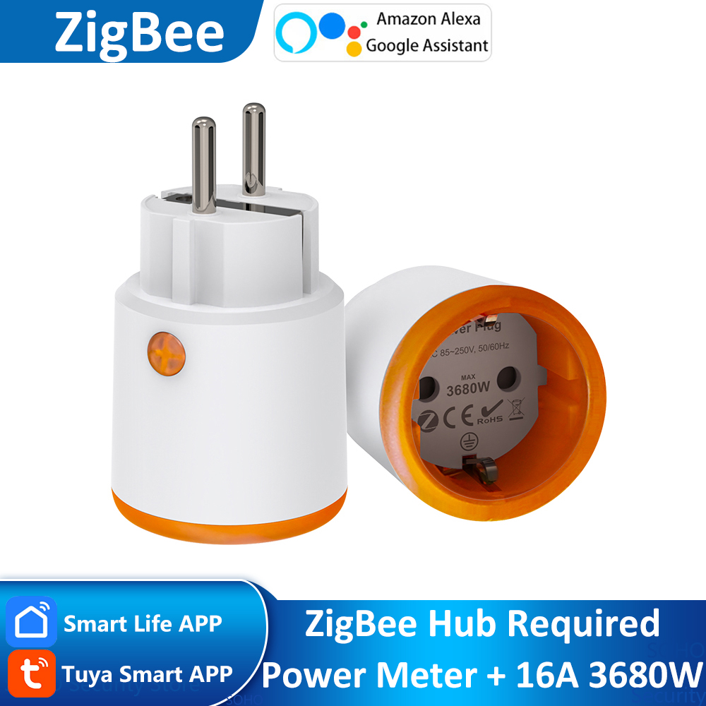 Home Cinema Alexa - EU 16A Tuya ZigBee สมาร์ทการตรวจสอบพลังงานปลั๊ก Outlet