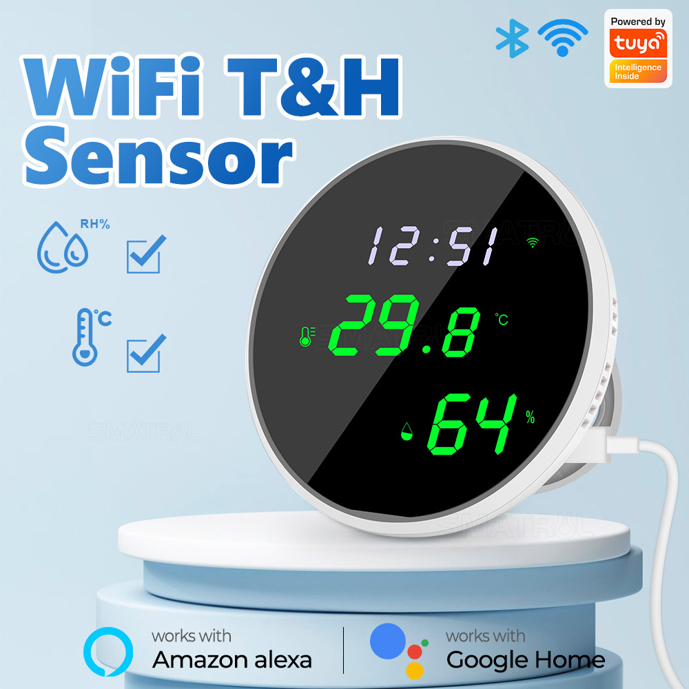 Home Cinema Alexa - Tuya USB สมาร์ทอุณหภูมิความชื้นเซนเซอร์ WiFi APP รีโมทคอนโทรลสําหรับ