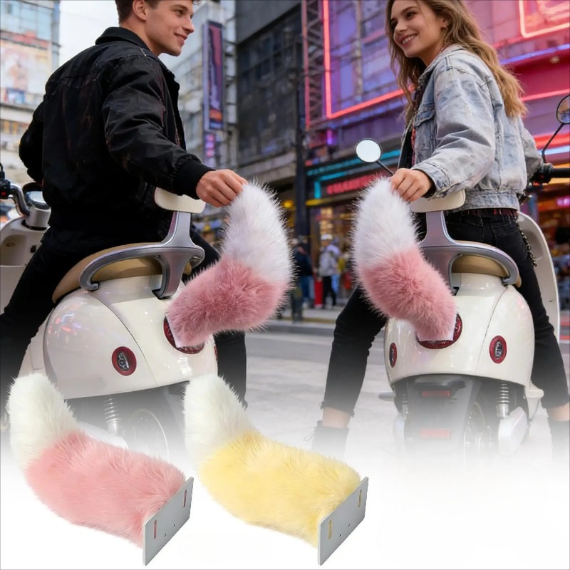 Universal Remote Control - หางจิ้งจอกขนนุ่มน่ารักแบบไฟฟ้าพร้อมรีโมทคอนโทรล สำหรับตกแต่งรถยนต์ สกู๊ตเตอร์ และมอเตอร์ไซค์