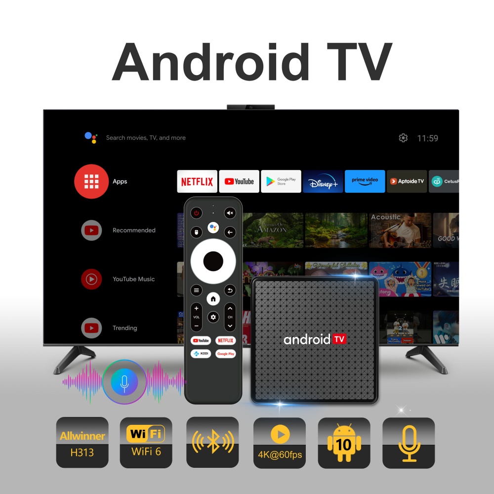 Home Cinema Media Player - กล่องรับสัญญาณทีวี Wudung X5 ระบบ AndroidTV ชิปประมวลผล