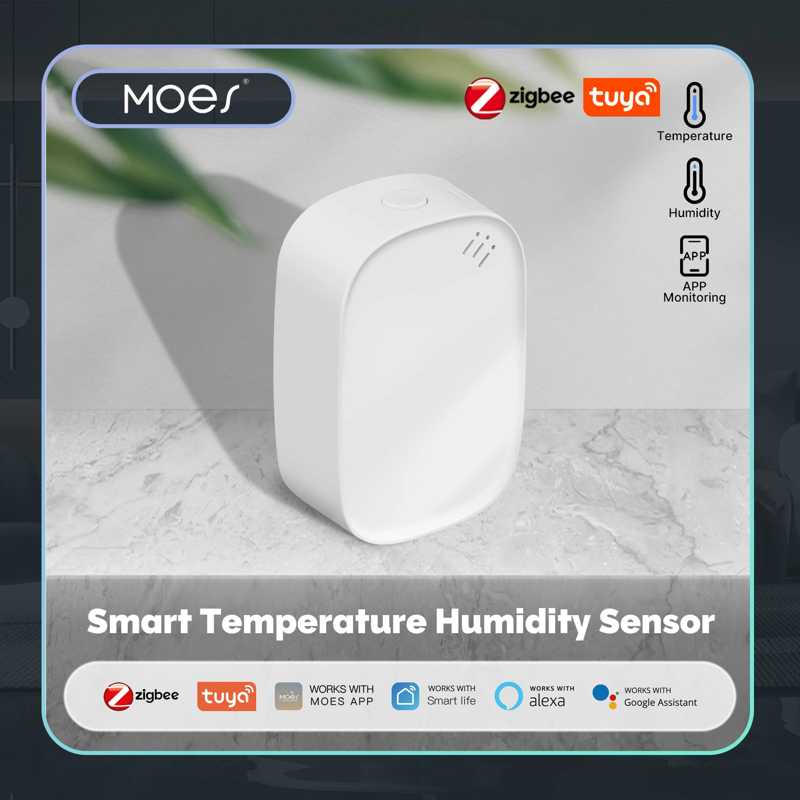Home Cinema Alexa - MOES Tuya Zigbee สมาร์ทอุณหภูมิความชื้นเซนเซอร์ในร่มเครื่องวัดความชื้น APP การตรวจสอบทํางานร่วมกับ
