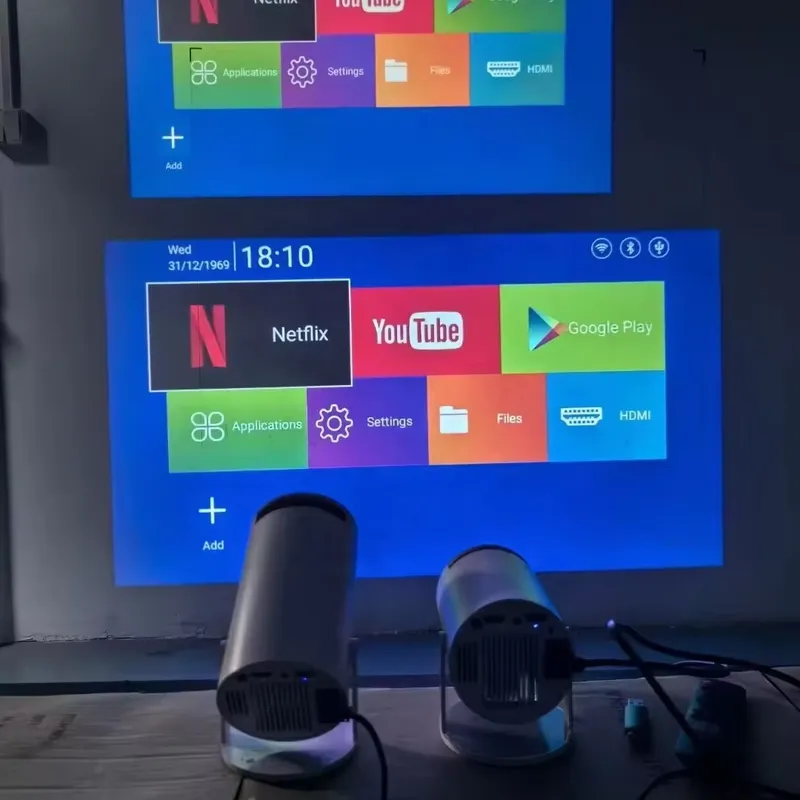 Home Cinema With Projector - โปรเจคเตอร์อัจฉริยะรุ่นล่าสุด HY300 Pro โปรเจคเตอร์อัตโนมัติขนาดเล็กสำหรับโฮมเธียเตอร์ ฉายภาพยนตร์ ระบบแอนดรอยด์