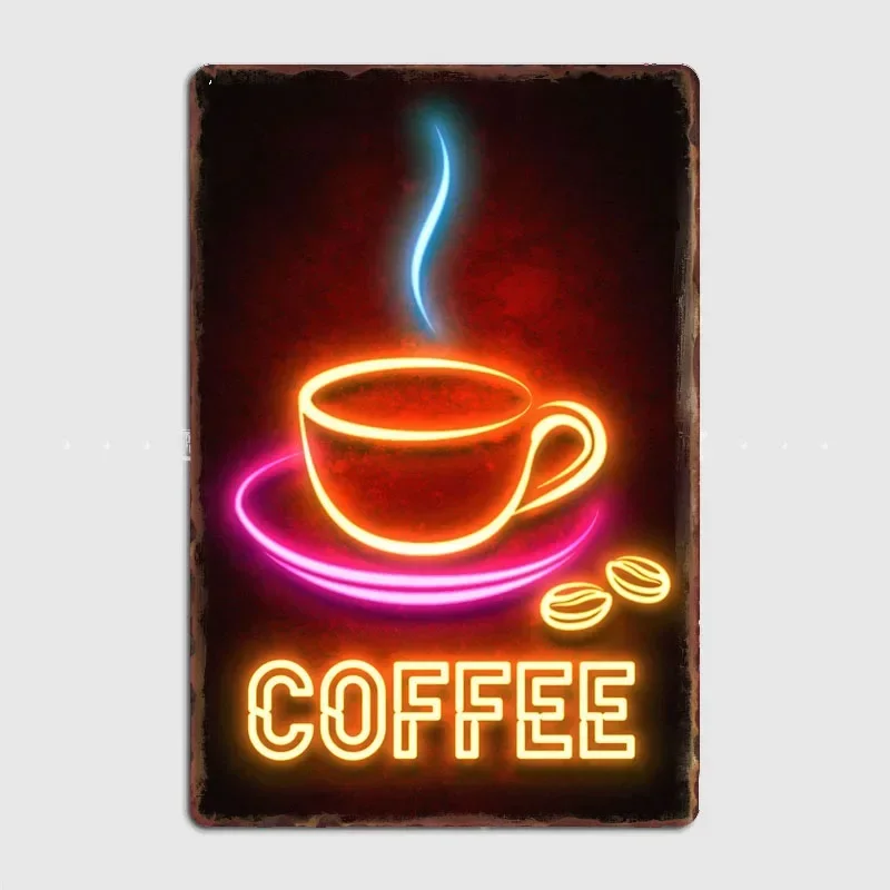 Home Cinema Restaurant - ป้ายโลหะร้านอาหารสไตล์วินเทจ ลายกาแฟ อาหาร โรงหนัง ครัว ป้ายนีออนตกแต่งผนังห้อง