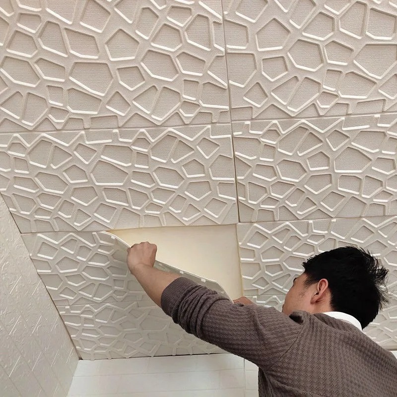Home Cinema Wallpaper - 5-20pcs 35*35 ซม.เพดาน 3D หน้าแรกตกแต่งห้องนอนพื้นหลังวอลล์เปเปอร์ Peel