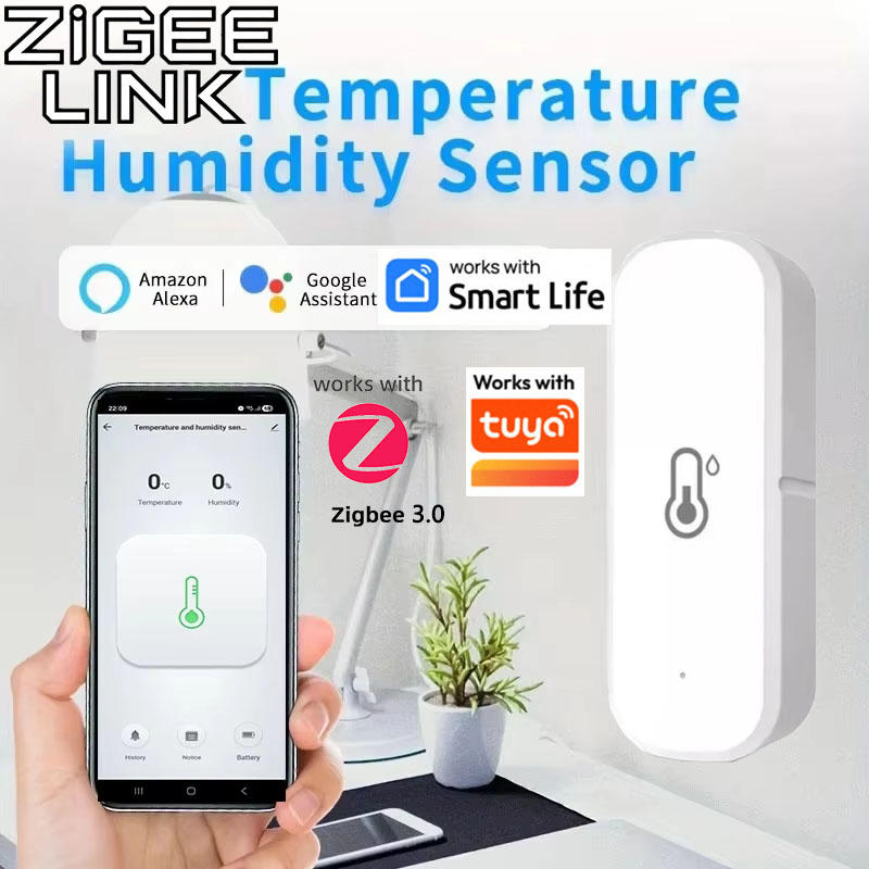 Home Cinema Alexa - รองรับเซ็นเซอร์วัดอุณหภูมิและความชื้น Tuya Zigbee 3.0 อุปกรณ์สมาร์ทโฮมที่ทำงานร่วมกับ Google