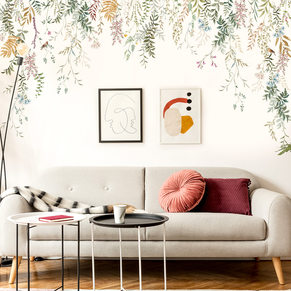 สติ๊กเกอร์ติดผนังลายต้นไม้สีเข - Home Cinema Wallpaper บทวิจารณ์และราคา